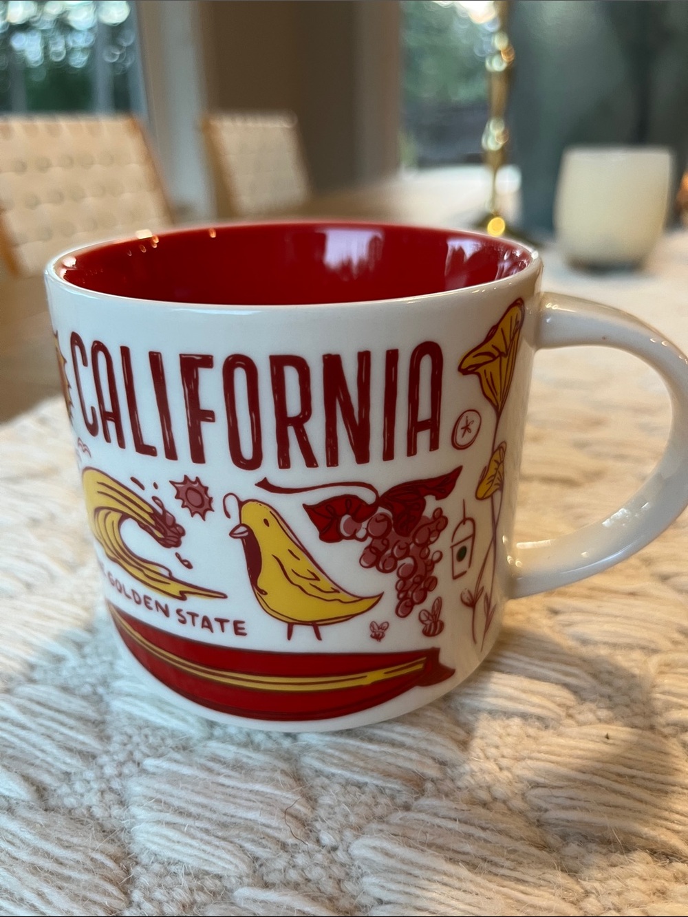NWOT Starbucks California Mug - White, Red, Yellow